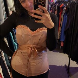 Elegant Brown Satin Corset Story Top